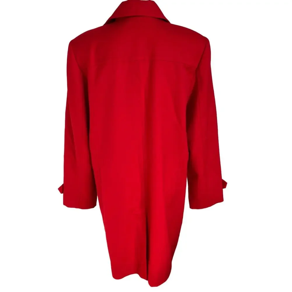 Pendleton Jacket Coat Size L Red 100% Virgin Wool Longline Classic Button Up